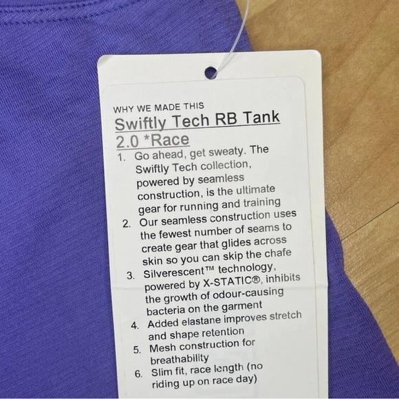Lululemon Swiftly Size 8 Purple Women's Tank Top - Like New - Picture 9 of 10